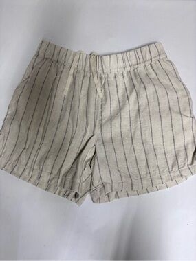 BLANKNYC Linen Blend Striped Pull On Shorts Women’s S Cream Black Drawstring